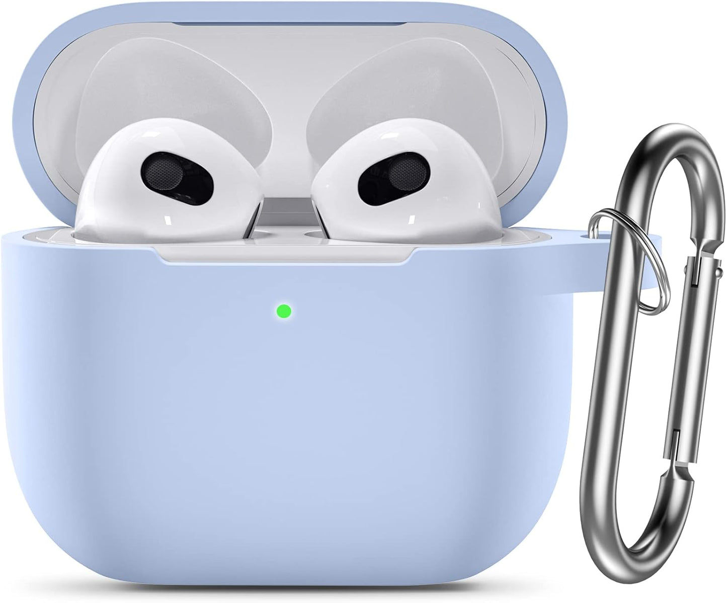 Designed for Airpods 3 Case Cover, Silicone Protective Cases Cute Skin Covers with Keychain Accessories Compatible with Apple Airpod 3Rd Generation, Girls Boys Women Men-Lilac