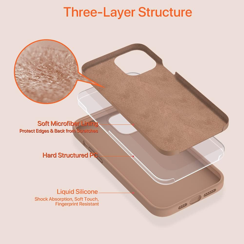 Compatible with Iphone 12 Pro Max Case, [Soft Anti-Scratch Microfiber Lining], Liquid Silicone Case Gel Rubber Shockproof Drop Protection Phone Case for 12 Pro Max, Chocolate