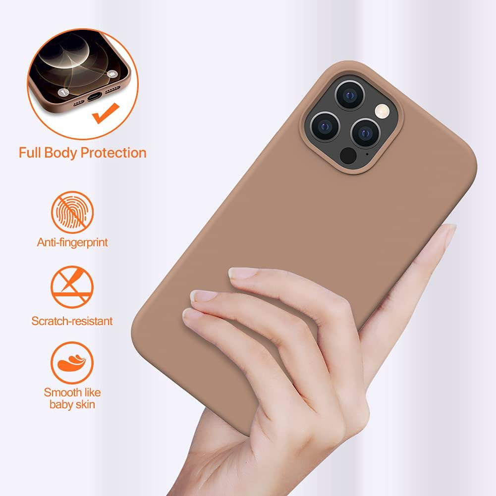 Compatible with Iphone 12 Pro Max Case, [Soft Anti-Scratch Microfiber Lining], Liquid Silicone Case Gel Rubber Shockproof Drop Protection Phone Case for 12 Pro Max, Chocolate