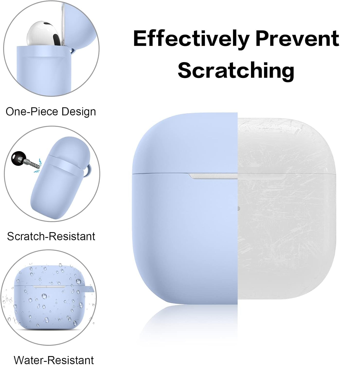 Designed for Airpods 3 Case Cover, Silicone Protective Cases Cute Skin Covers with Keychain Accessories Compatible with Apple Airpod 3Rd Generation, Girls Boys Women Men-Lilac