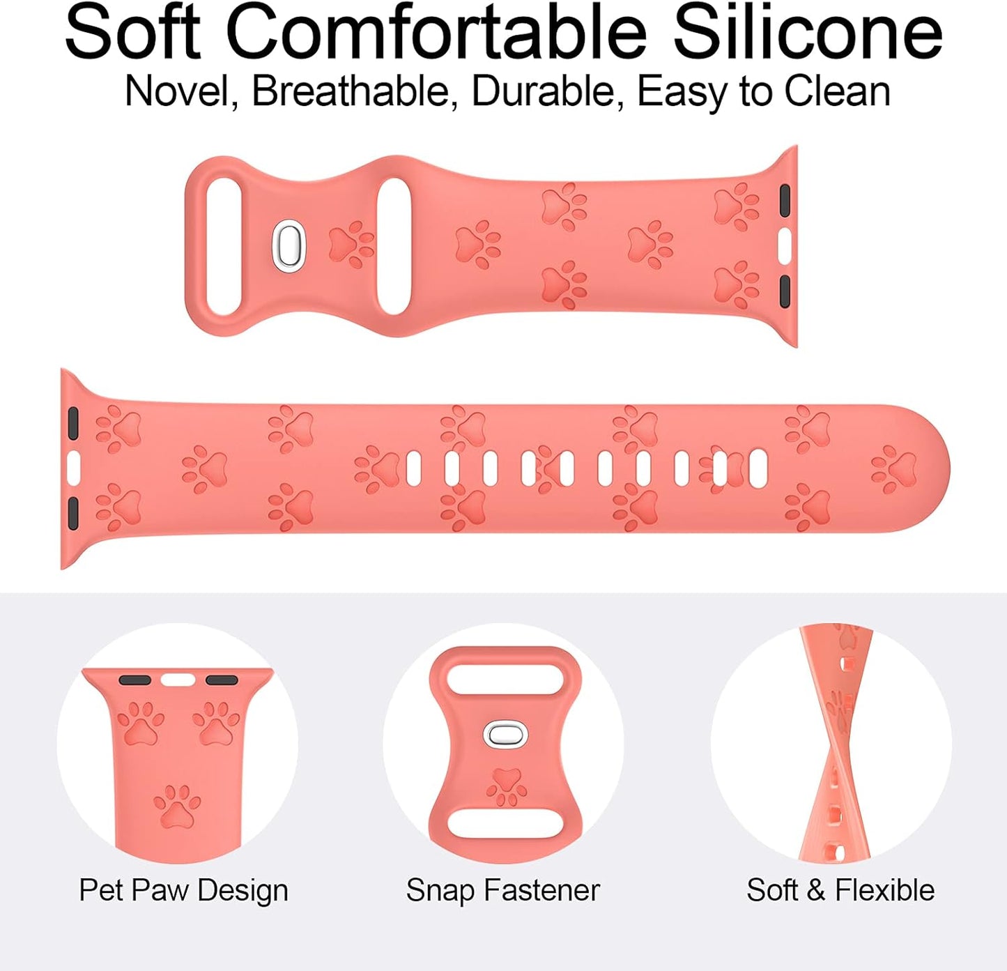 Compatible with Apple Watch Bands 38Mm 40Mm 41Mm 42Mm 44Mm 45Mm, Soft Silicone Engraved Sport Wristbands Replacement Strap Compatible with Iwatch Series SE/7/6/5/4/3/2/1 Women Men