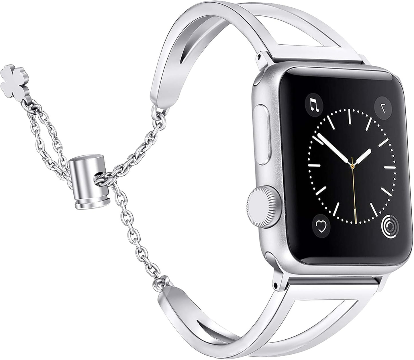 Stainless Steel Bands Compatible with Apple Watch Band 38Mm 40Mm 41Mm 42Mm 44Mm 45Mm 46Mm 49Mm Iwatch Series 10/9/Ultra/Se/8/7/6/5/4/3/2/1, Dressy Metal Bangle Bracelet Women